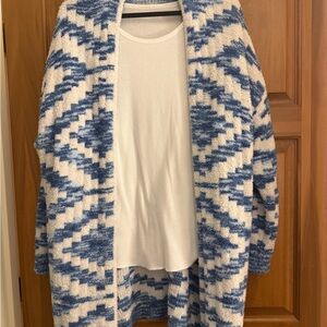 Classic White Long Sleeve Tee and Cozy Cardigan